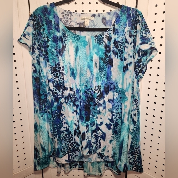 Dana Buchman Large Layered Teal Hi Low Style - Picture 1 of 6